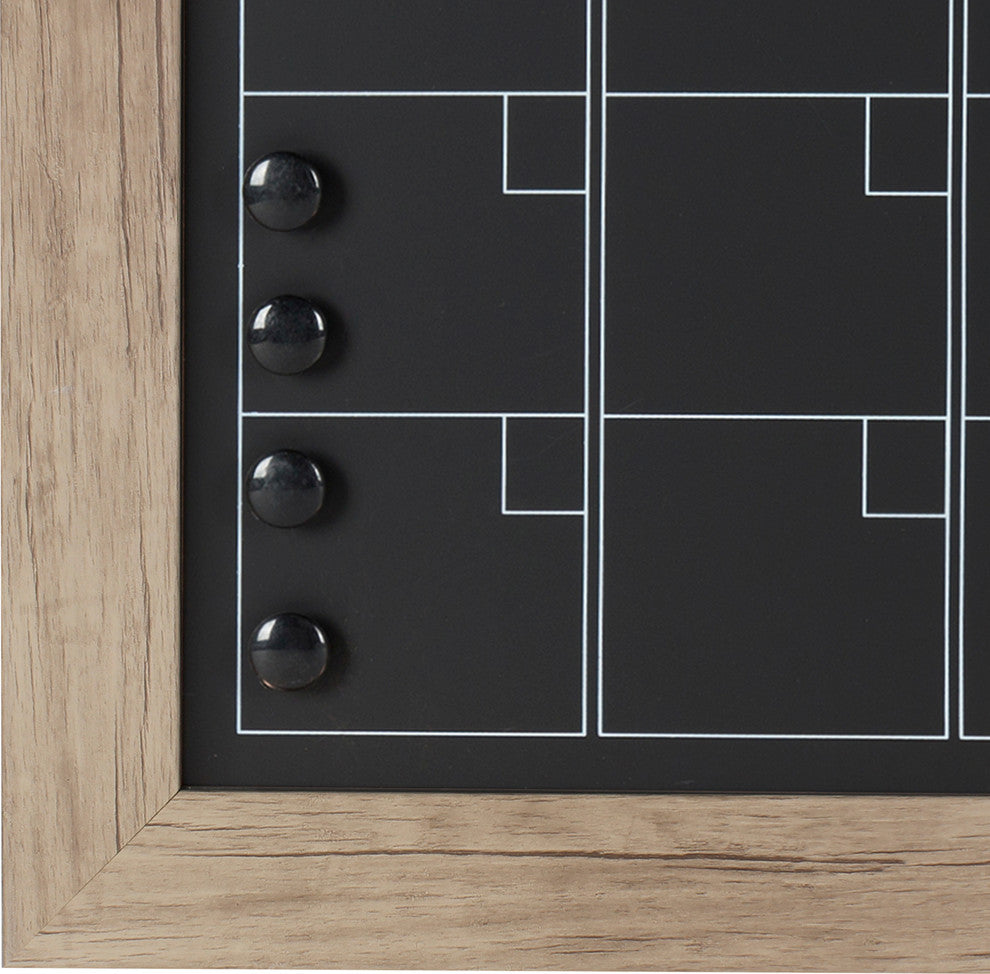 DesignOvation Beatrice Framed Magnetic Chalkboard Monthly Calendar, Rustic Brown