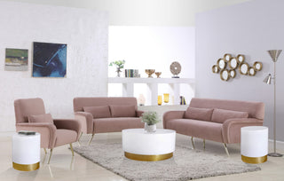 Deco Coffee Table, White Lacquer Metal Top, Gold Metal Base