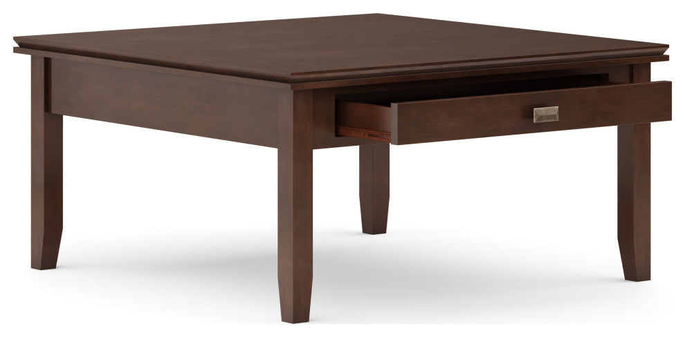 Artisan SOLID WOOD Square Coffee Table, Russet Brown
