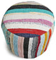 Sharma Colorful Sari Rug Pouf Ottoman