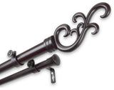 Naureen 1" Double Curtain Rod, Mahogany, 66-120"