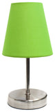 Simple Designs Sand Nickel Mini Basic Table Lamp With Fabric Green Shade