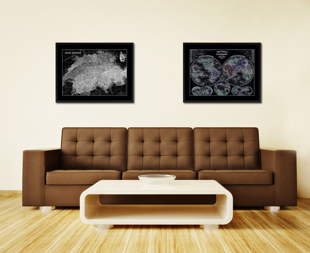 Switzerland Vintage Monochrome Map Canvas, 16"x21"
