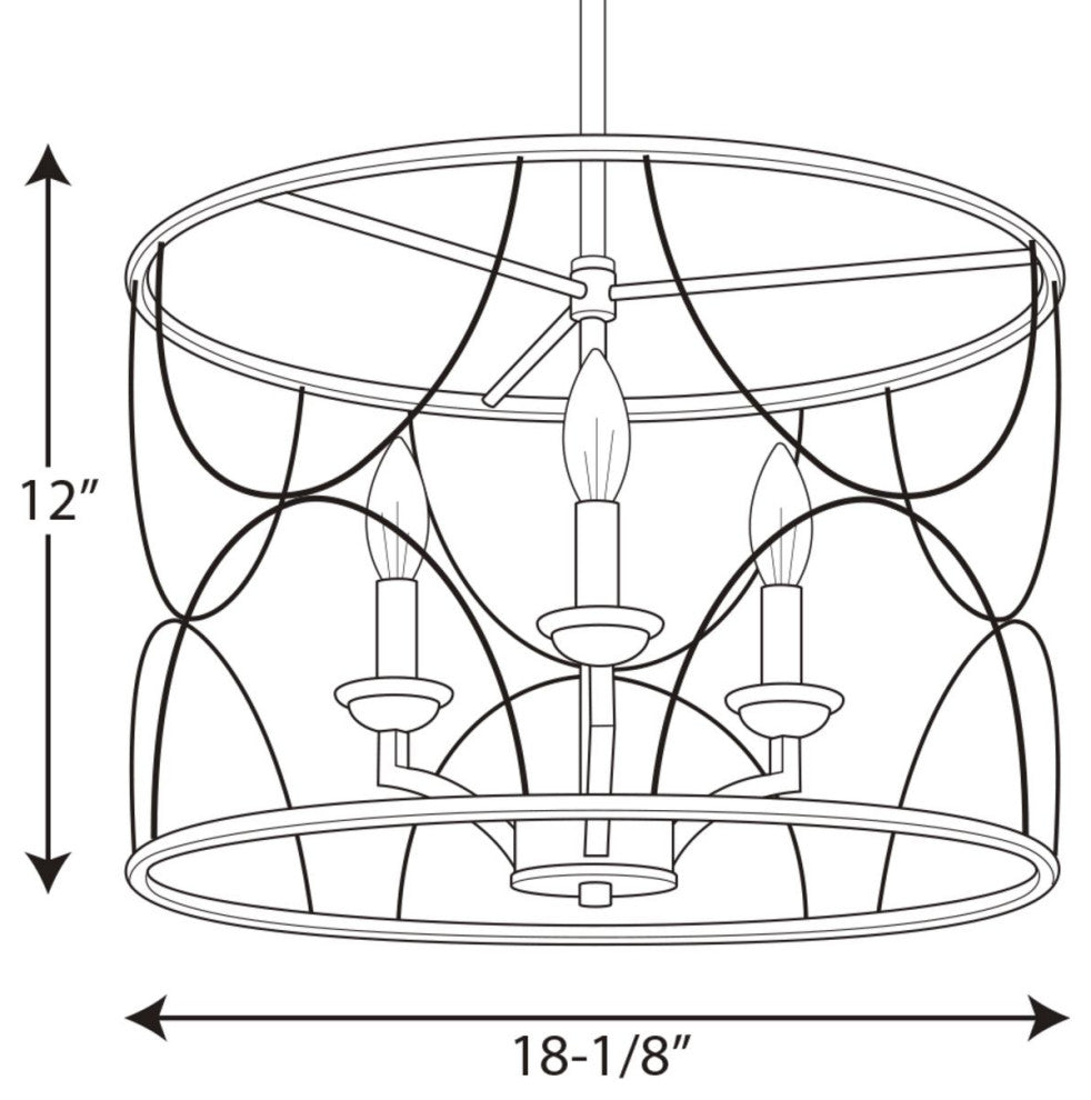 Landree Collection 3-Light Chandelier, Silver Ridge