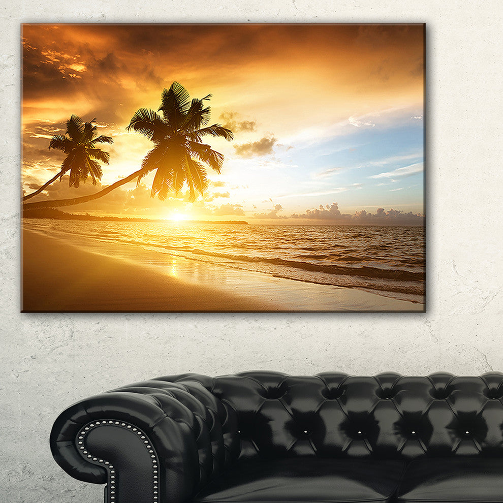 "Caribbean Seashore Sunset" Seascape Canvas Photo Print, 40"x20"