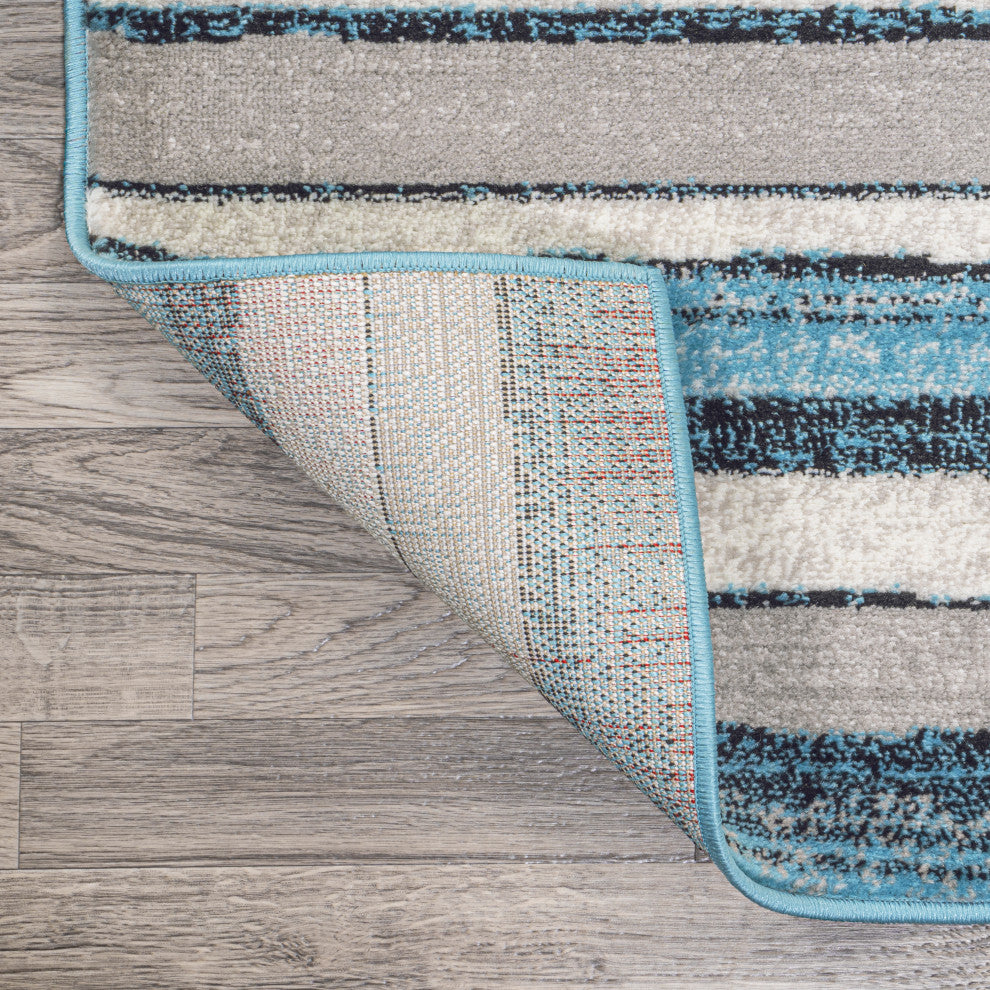 Magnolia Beach Strie' Striped Blue/Navy 8'x10' Area Rug