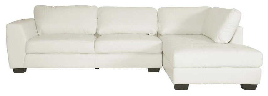 Orland White Leather Modern Sectional Sofa Set With Right Facing Chaise