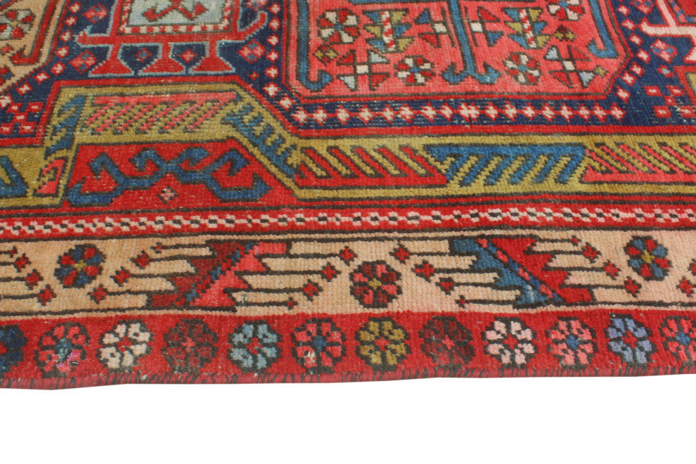 Fine Vintage Distressed Ebun Red/Blue Runner, 3'4x10'10