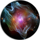 Purple Lights Of Network, Abstract Digital Art Disc Metal Wall Art, 38"