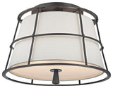Savona, Two Light Semi Flush, Old Bronze Finish, Linen Shade