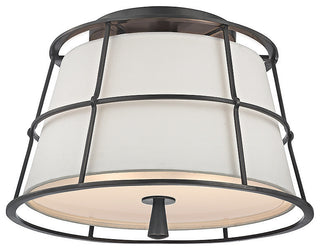 Savona, Two Light Semi Flush, Old Bronze Finish, Linen Shade