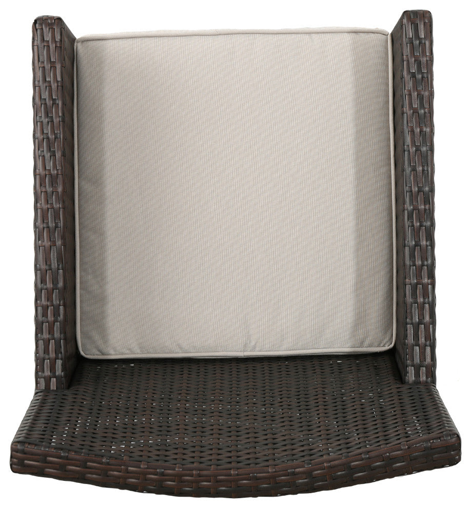GDF Studio 3-Piece Shiny Outdoor Wicker Round Dining Set With Cushions
