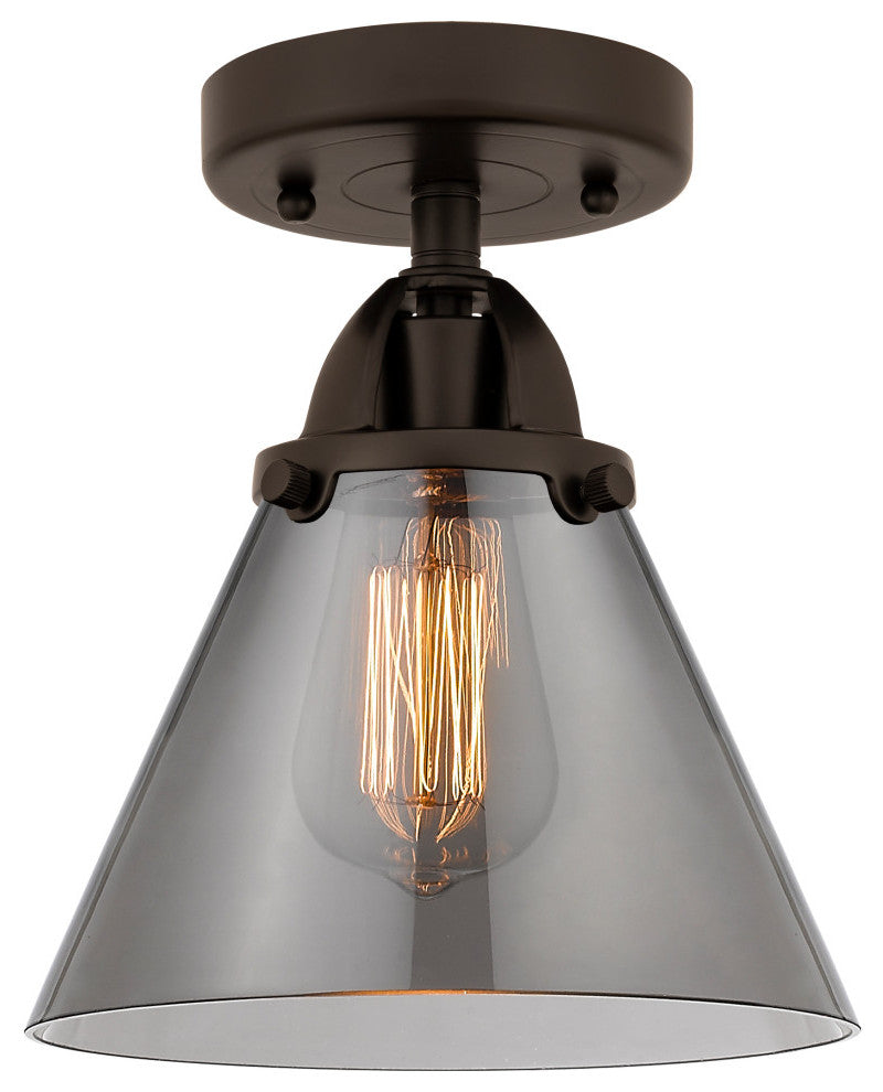 Large Cone Semi-Flush Mount, Oil Rubbed Bronze, Plated Smoke, Plated Smoke