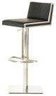40" Black And Walnut Leatherette  Veneer  And Steel Bar Stool