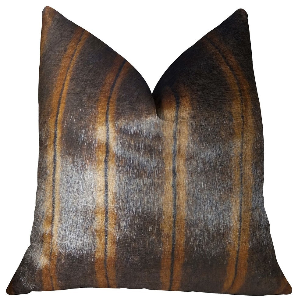Lavish Brown Mink Light and Dark Brown Handmade Luxury Pillow, 20"x20"