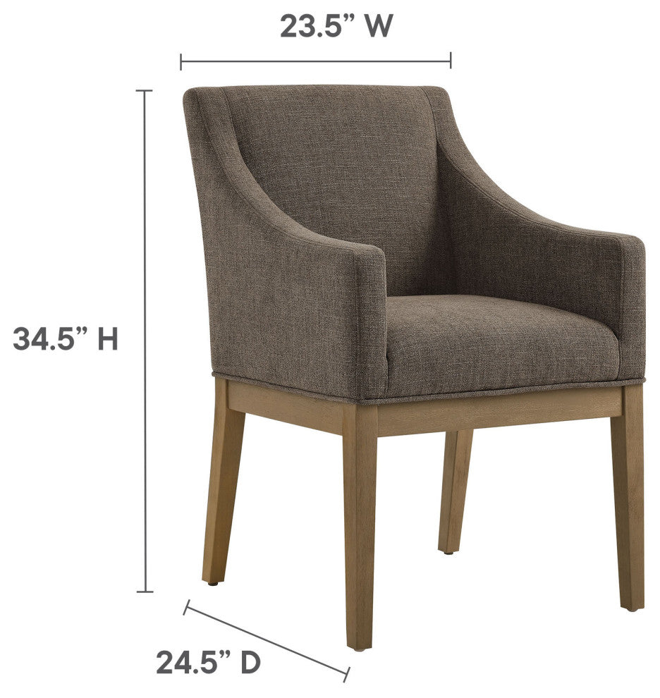 Alton Fabric Upholstered Dining Armchair, Mocha Natural