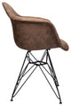 Leatherette Fabric Upholstered DAR Armchair, Black Steel Leg, Dark Brown