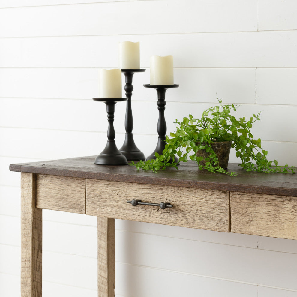 Rustic Writing Table, White With Van Dyke Brown Glaze and Rich Tobacco