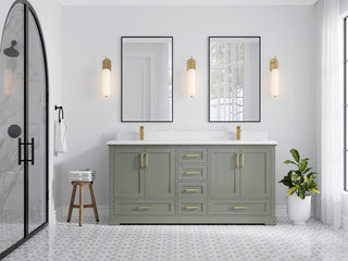 Boston 72 Double Sink Bath Vanity in Evergreen 1.5" White Quartz