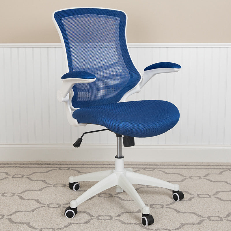 Mid-Back Mesh Swivel Ergonomic Task Office Chair, Blue/White