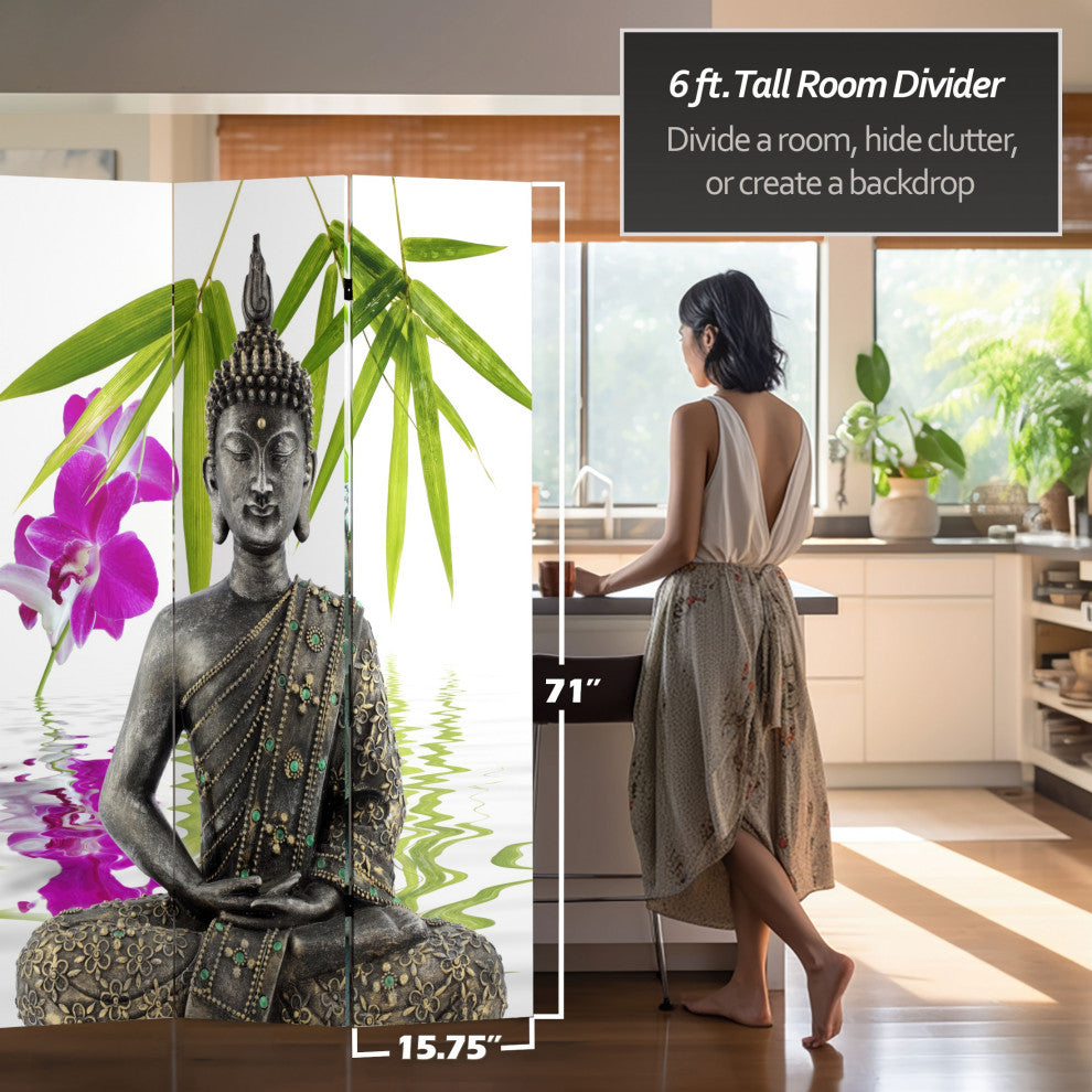 6' Tall Double Sided Serenity Buddha Room Divider
