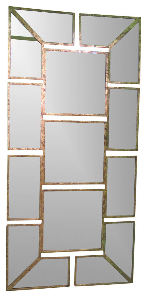 60" Contemporary Gold Mirrored Wall Art, Large Tall Divided