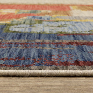 Saturn Painted Abstract Multi/Pink Wool Blend Area Rug Runner 2'6" x 12'