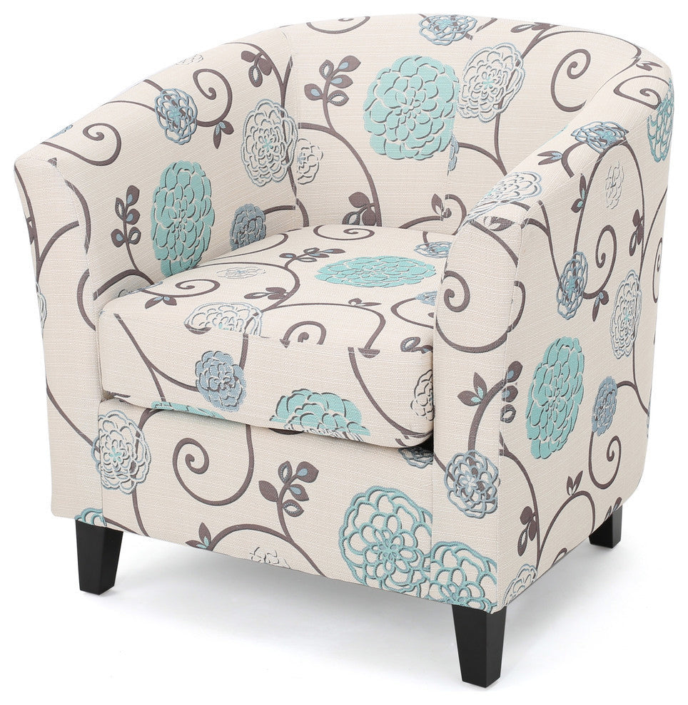 GDF Studio Palisades White and Blue Fabric Club Chair