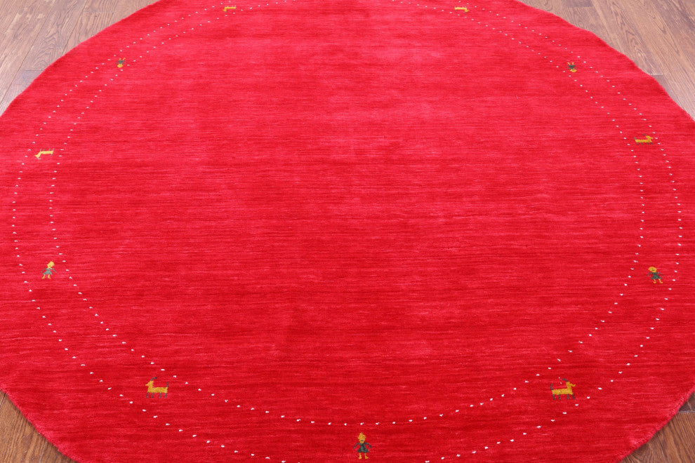8' Round Persian Gabbeh Handmade Wool Rug - Q15022