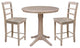 36" Round Pedestal Gathering Height Table With 2 Madrid Counter Height Stools