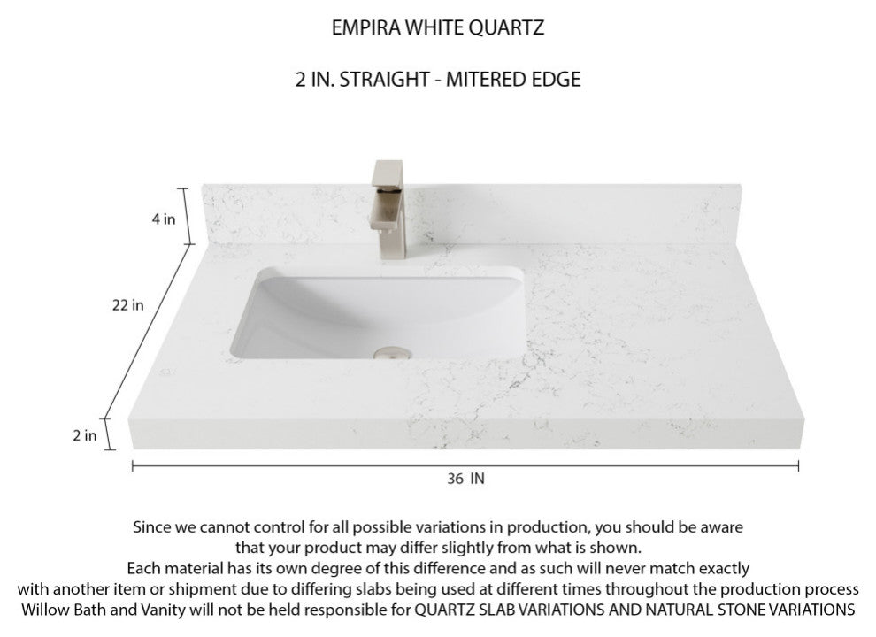 Santa Monica 36 Left Offset  Bath Vanity in Graywashed Teak 2" Empira Quartz