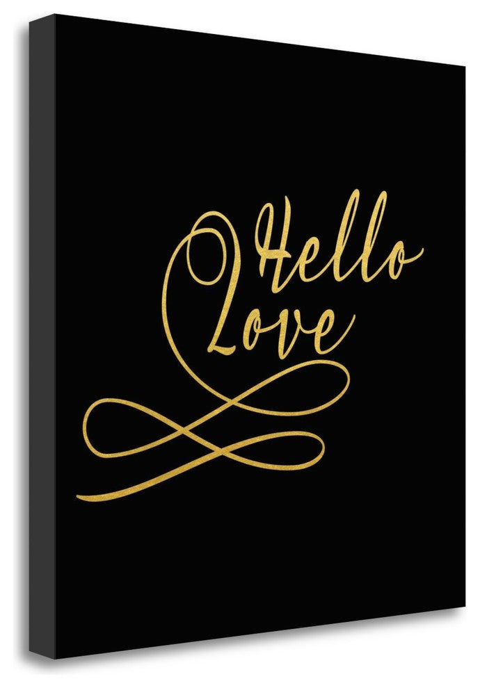"Hello Love Gold" By Tara Moss,Ready to Hang Giclee Print on Gallery Wrap Canvas