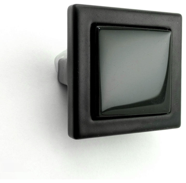 Black Crystal Glass Black Metal Square Manor Knob