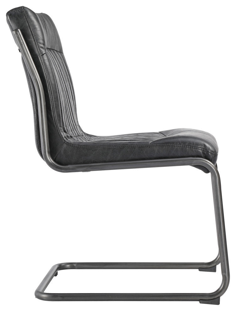 Ansel Dining Chair Onyx Black Leather, Set of 2