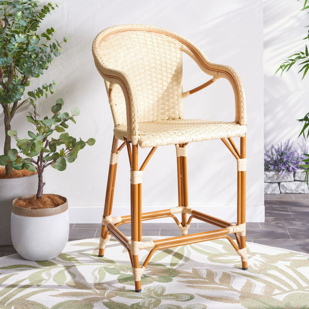 Safavieh California Counter Stool W Arm, Natural