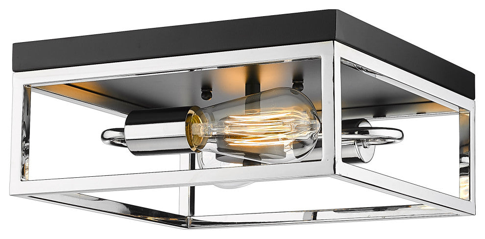 Bethel International YS2181C12BCH 2 Light Flush Mount, Black and Chrome