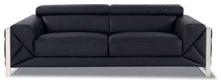 Trento Genuine Italian Leather Modern Sofa Black