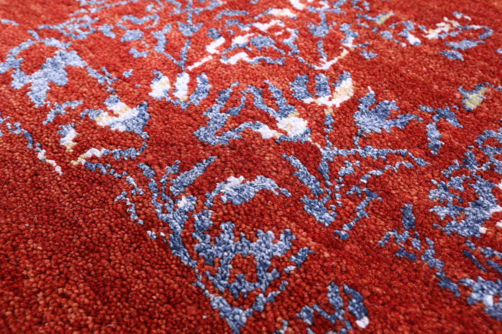 9' 1" X 12' 2" Modern Hand Knotted Wool and Silk Rug Q11353