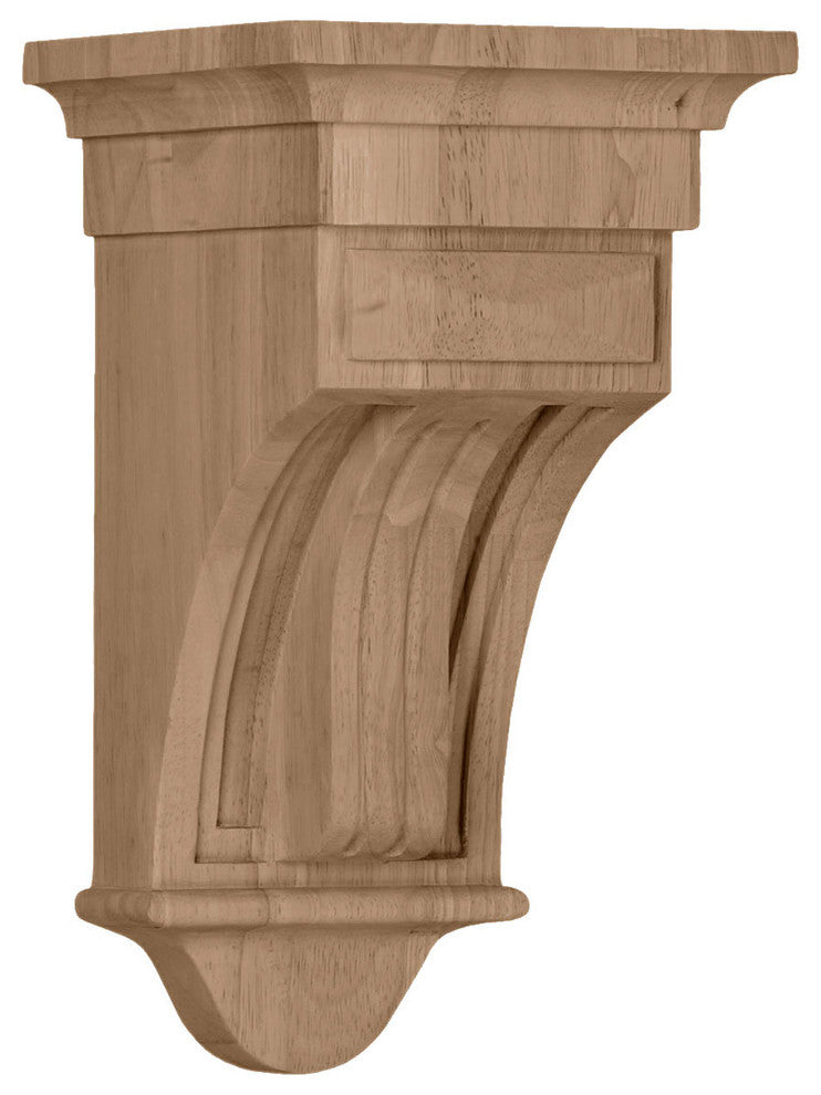 6 1/2"W x 6 1/2"D x 12"H Raised Fluting Corbel, Cherry
