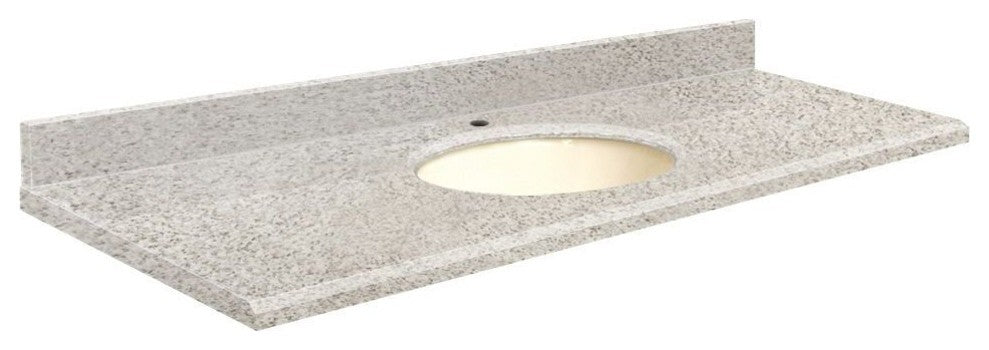 Quartz 61"x22" Vanity Top, Single Faucet Hole, Portage Pass, Biscuit Bowl