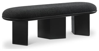 Wilshire Boucle Fabric Upholstered Bench, Black, Black Finish