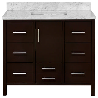 California 42" Bathroom Vanity, Chocolate, Carrara Marble