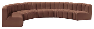 Arc Vegan Leather Upholstered 8-Pc. Inward Curved Modular Sectional, Cognac