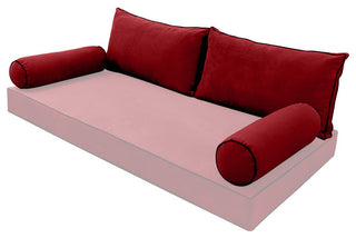 STYLE V2 Full Velvet ContrastPipe Indoor Daybed Bolster Pillow |COVER ONLY|AD369