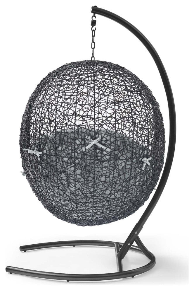 Swing Lounge Chair, Sunbrella, Black Gray, Modern, Outdoor Patio Bistro
