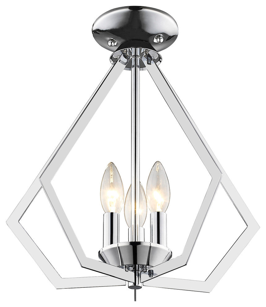 Prism 3-Light Mini Chandelier/Ceiling Mount, Polished Chrome