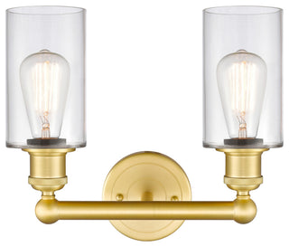 Clymer 2-Light 13" Bath Vanity Light, Satin Gold, Clear Shade
