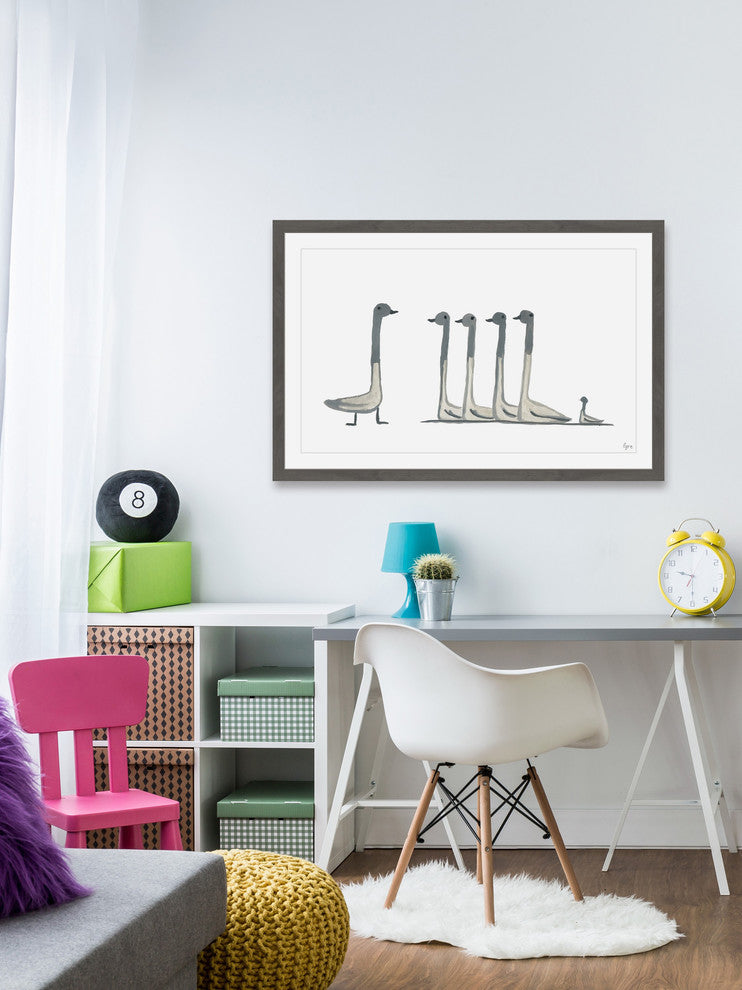 "Duck Duck Goose" Framed Painting Print, 18"x12"