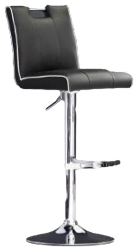 HomeRoots 45" Black Eco Leather and Steel Bar Stool