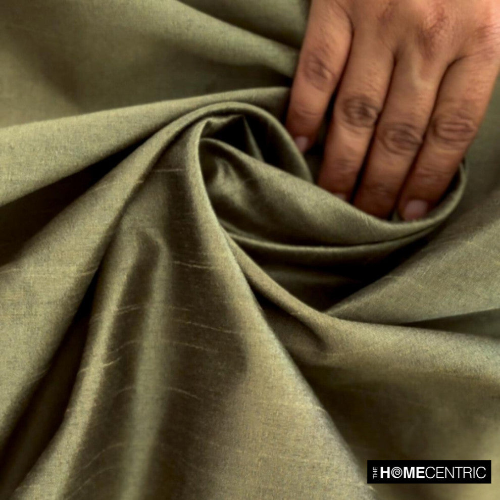 Dull Olive Green Art Silk Fabric By The Yard, 6 Yards For Curtain, Dress